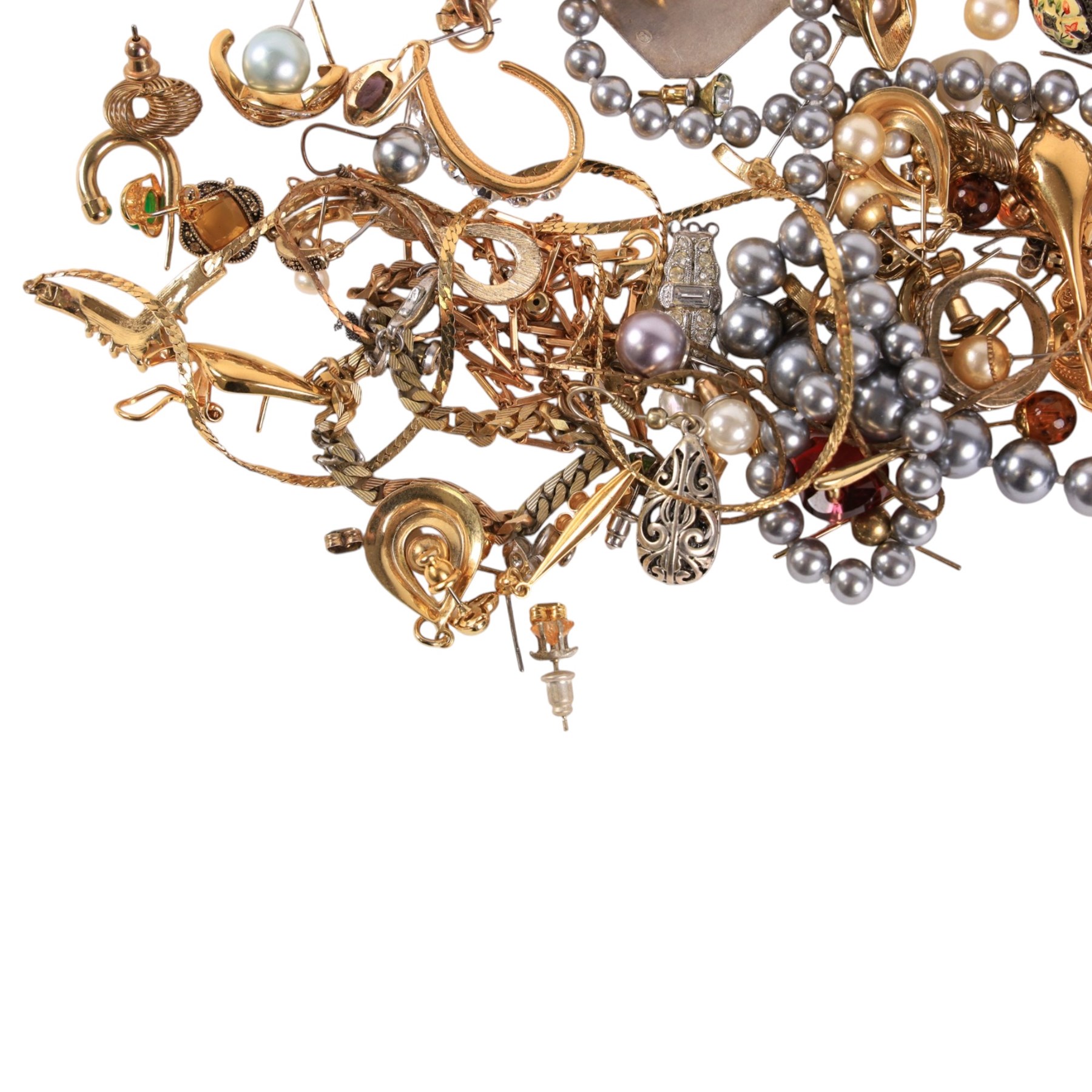 Silver jewellery, comprising pair of earrings, two rings and pendant,  together with a collection of costume jewellery