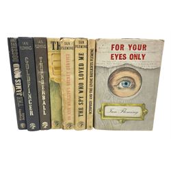 Eight Ian Fleming James Bond first editions - For Your Eyes Only. 1960; The Spy Who Loved Me. 1962; On Her Majesty's Secret Service. 1963; The Man With The Golden Gun. 1965; Octopussy and The Living Daylights. 1966; all with dust-jackets; Goldfinger. 1959; and Thunderball. 1961; together with Kingsley Amis: The James Bond Dossier. 1965. First edition with dustjacket (8)