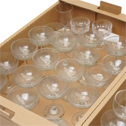 Quantity of table glass including champagne saucers, wine glasses etc