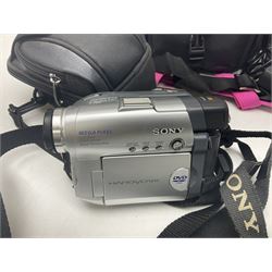 Nikon Coolpix 8700 camera, Sony video camera and Chinon CM-4 camera, with various accessories etc