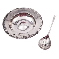 Modern silver armada dish, hallmarked, together with a modern silver spoon, with tapering handle, hallmarked 