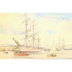 Frank Winston Shipsides (British 1908-2005): 'Shipping in the Estuary', watercolour unsigned, titled verso 25cm x 37cm