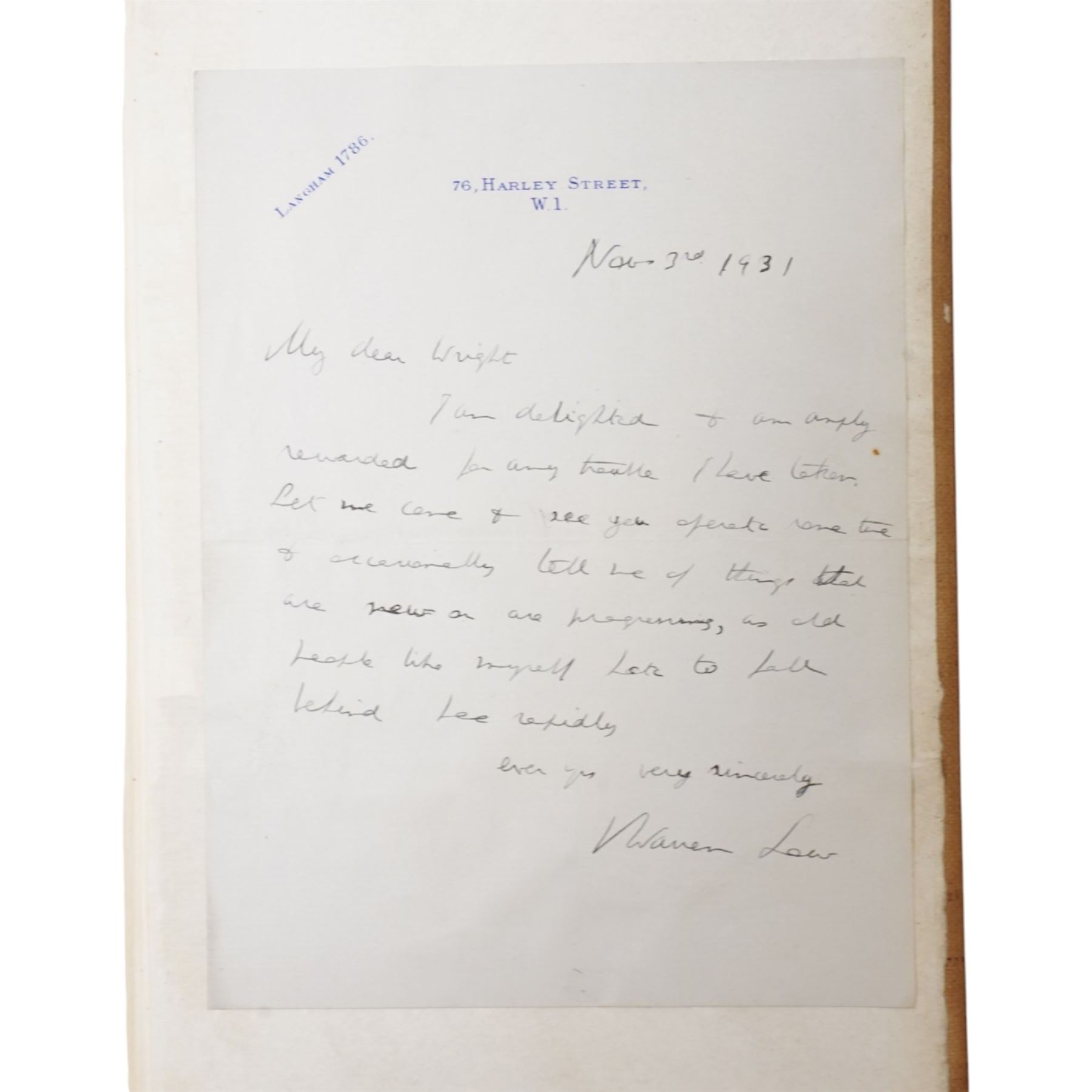 M. L. and others - Pair of 1945 privately printed memoirs of surgeon Vincent Warren Low, both with family inscriptions (widow/author Mabel Low and son Oliver) and including original handwritten letters