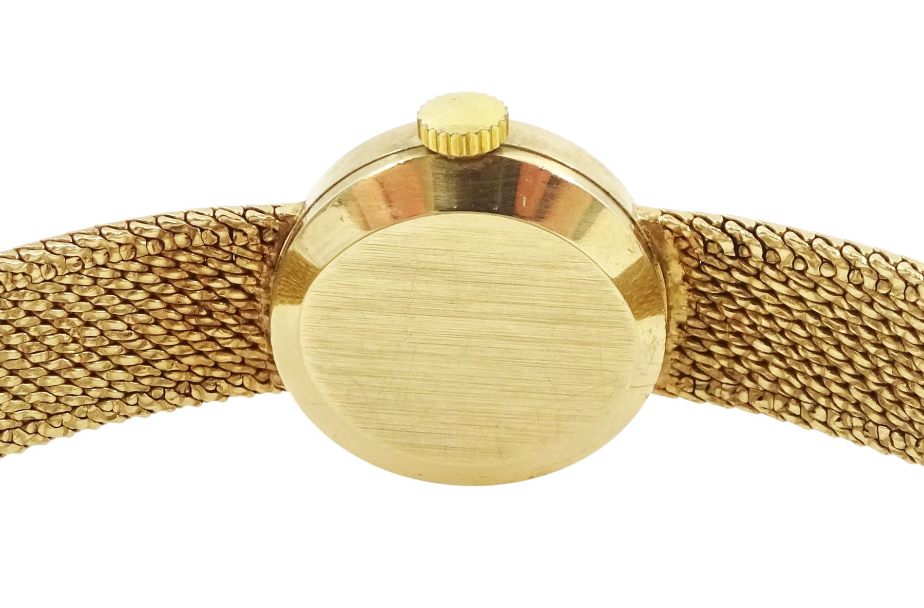 Longines ladies 9ct gold manual wind wristwatch, silvered dial with baton hour markers, London 1965, on integral 9ct gold bracelet, hallmarked