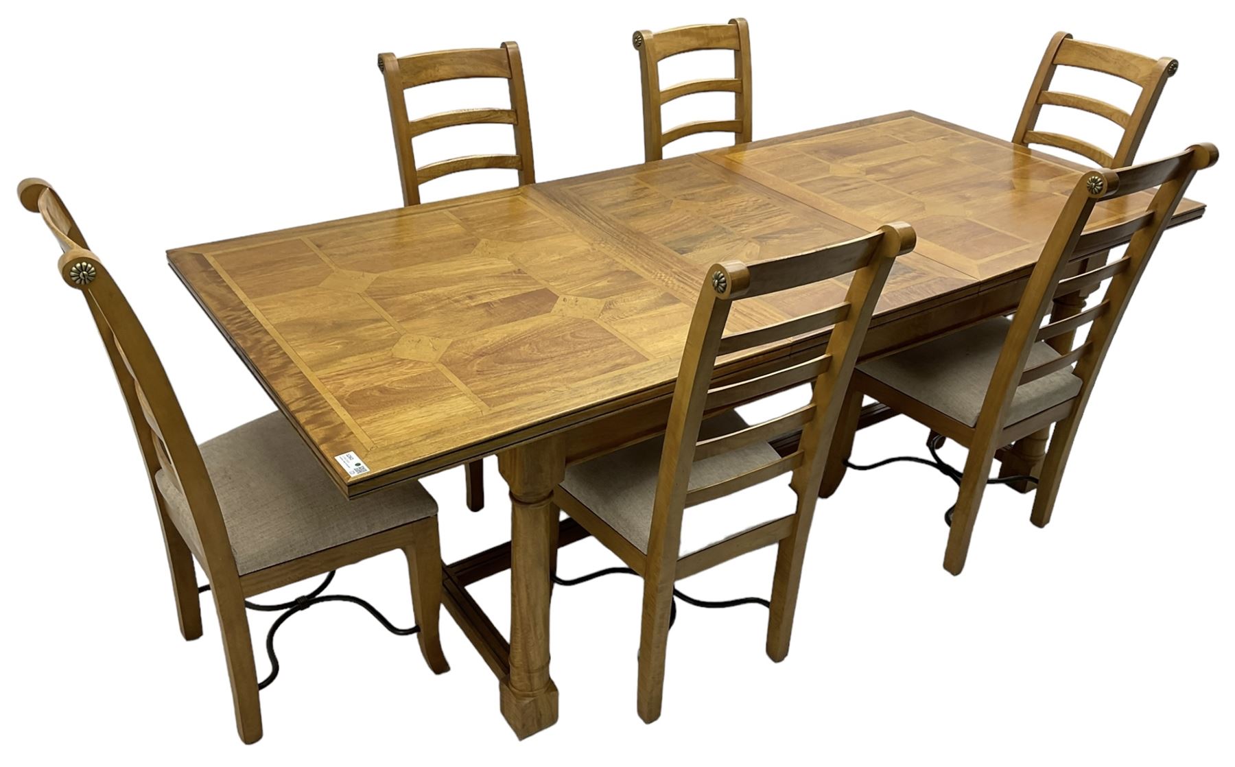 Barker & Stonehouse - rectangular flagstone dining table and a set of six ladder back dining chairs 
