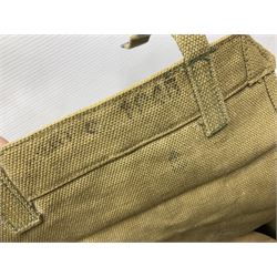 Two post-WWII British Army No.2 Dress tunics, one with Green Howards buttons; army shirt dated 1951; Royal Fleet Auxilliary jacket with trousers; three RAF/WAAF uniforms and RAF Greatcoat; and three canvas/webbing bags, two dated 1943 & 1945