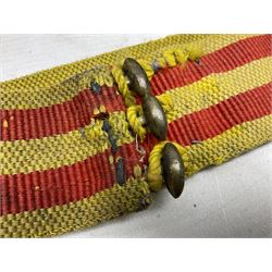Disassembled early 20th century Boys Brigade snare drum D37cm with copy WW1 period photograph of the Kirbymoorside Boys Brigade; early 20th century hardwood clarinet; bagpipes chanter; and Dulcet E-flat penny whistle