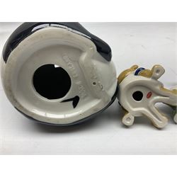 Nine Wade Collectables figures, comprising six Myths and Legends; King Canute, Mermaid, St George, Cornish Tin Mine Pixie, Puck and Green man, together with Lamb, Elephant and bear, a Wade Panda money box and two boxes of Wade Christmas Crackers