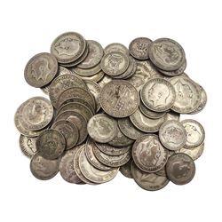 Approximately 657 grams of pre 1947 Great British silver coins including shillings, florins and half crowns 