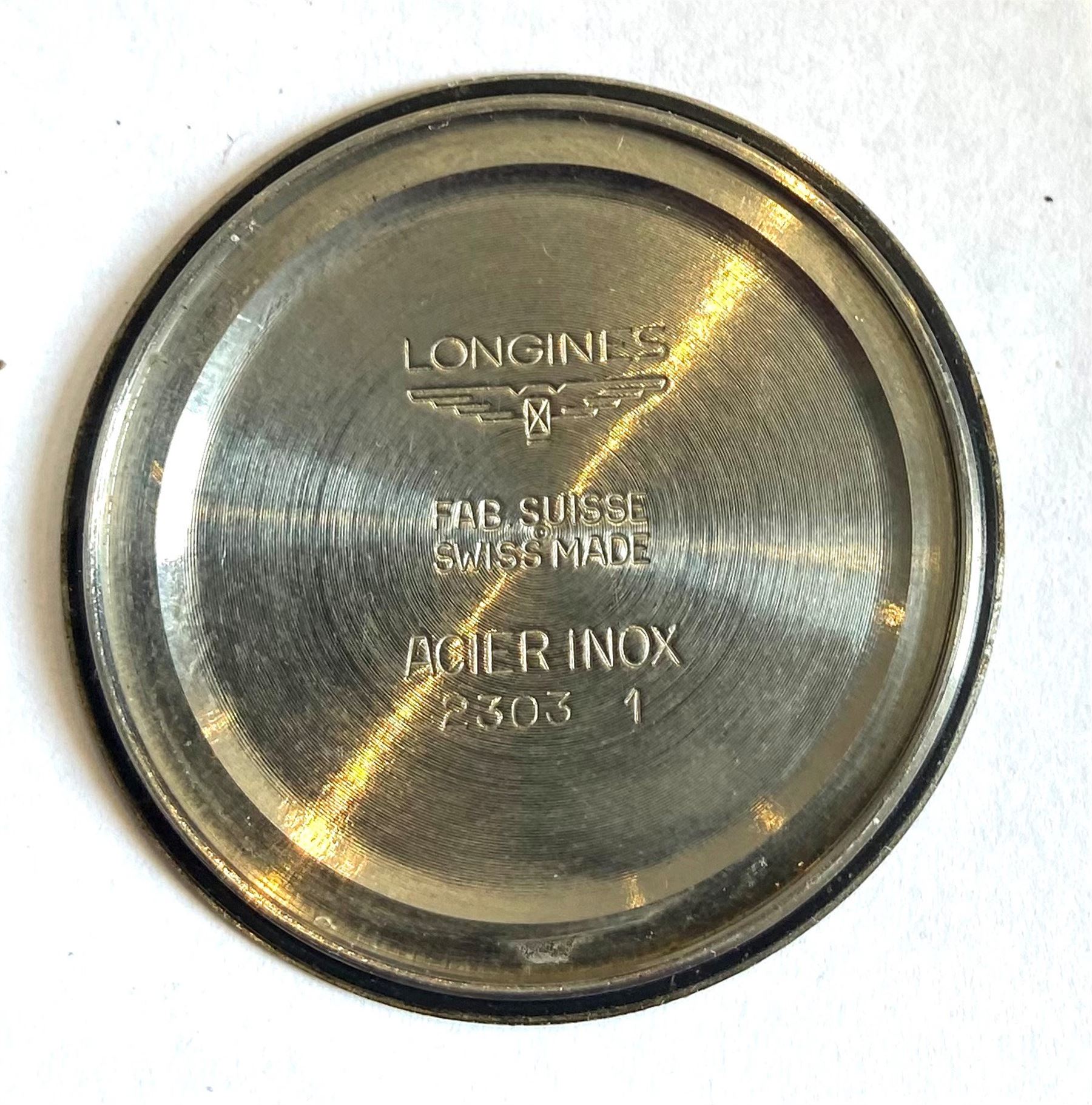 Longines Admiral HF gentleman's stainless steel manual wind wristwatch, Ref. 2303, Cal. 6942, the back case engraved Olympic Games Munich 1972, on expanding stainless steel strap