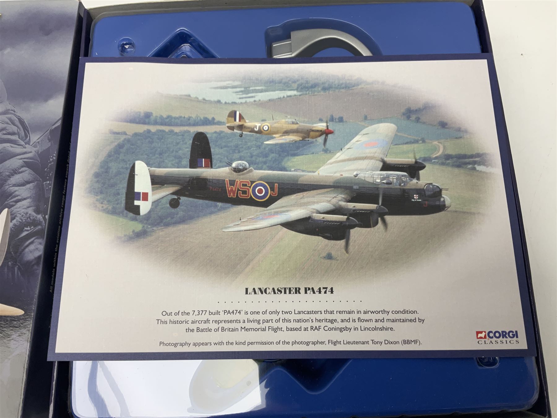 Corgi - Limited Edition Aviation Archive AA32602 1:72 scale Battle of Britain Memorial Flight boxed set, comprising Avro Lancaster EE176 'Mickey the Moocher', Spitfire MkIIa-P7350 and Hawker Hurricane LF363; boxed with certificate 1419/5600; together with Corgi Aviation Archive Battle of Britain No.47301 1:144 scale Avro Lancaster; 1st Issue in box (2)