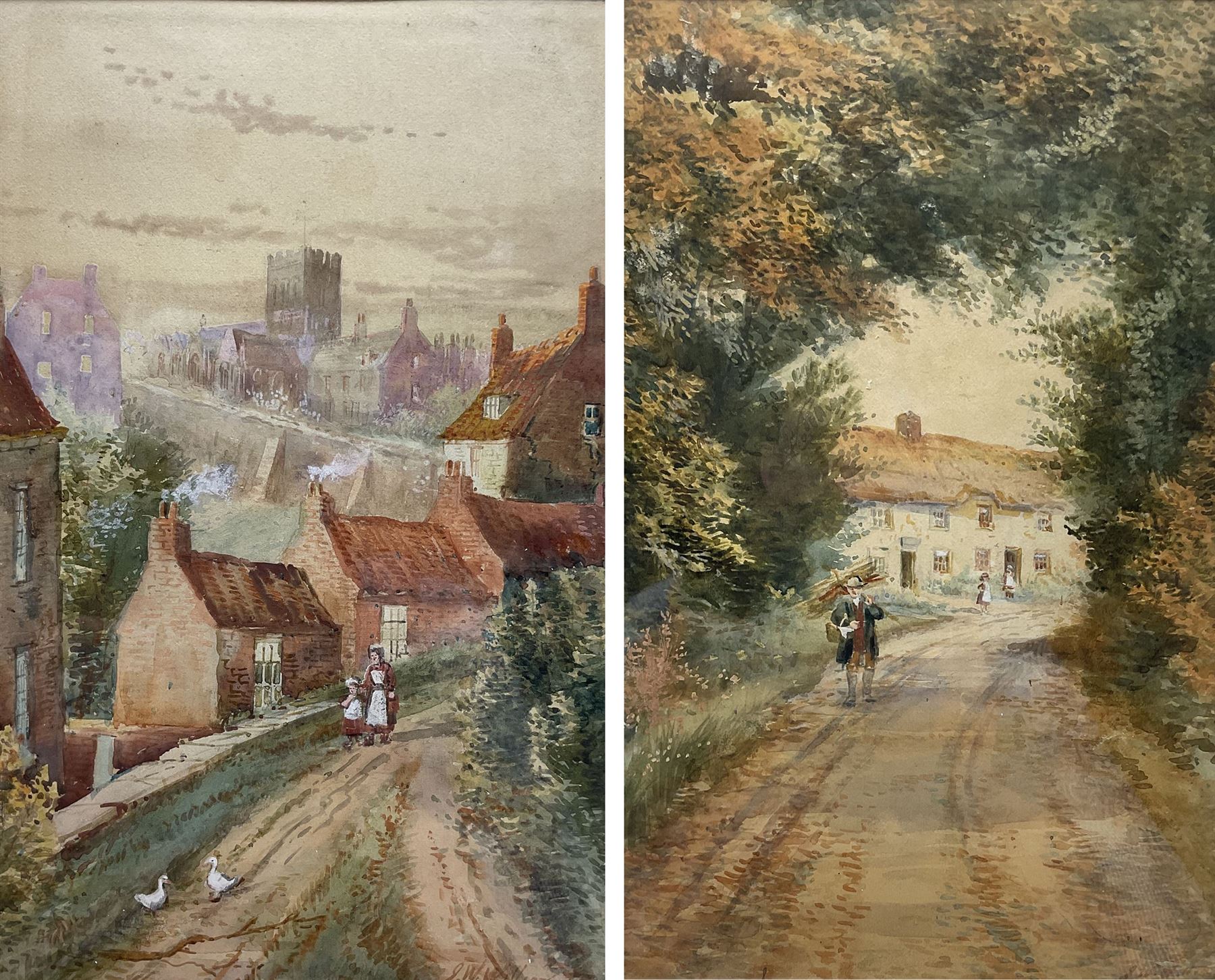 John Wynne Williams (British fl.1900-1920): 'Forge Valley' and 'Paradise' Old Town Scarborough, pair watercolours signed, titled on the mounts 33cm x 20cm (2)