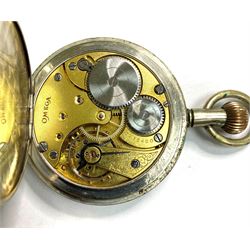 Royal Flying Corps Mark V military pocket watch by Omega, No. 5239490, black dial with Arabic numerals and subsidereary seconds dial, marked 30 hour non-luminous, B.B.7468, the case back with Broad Arrow beneath underlined A