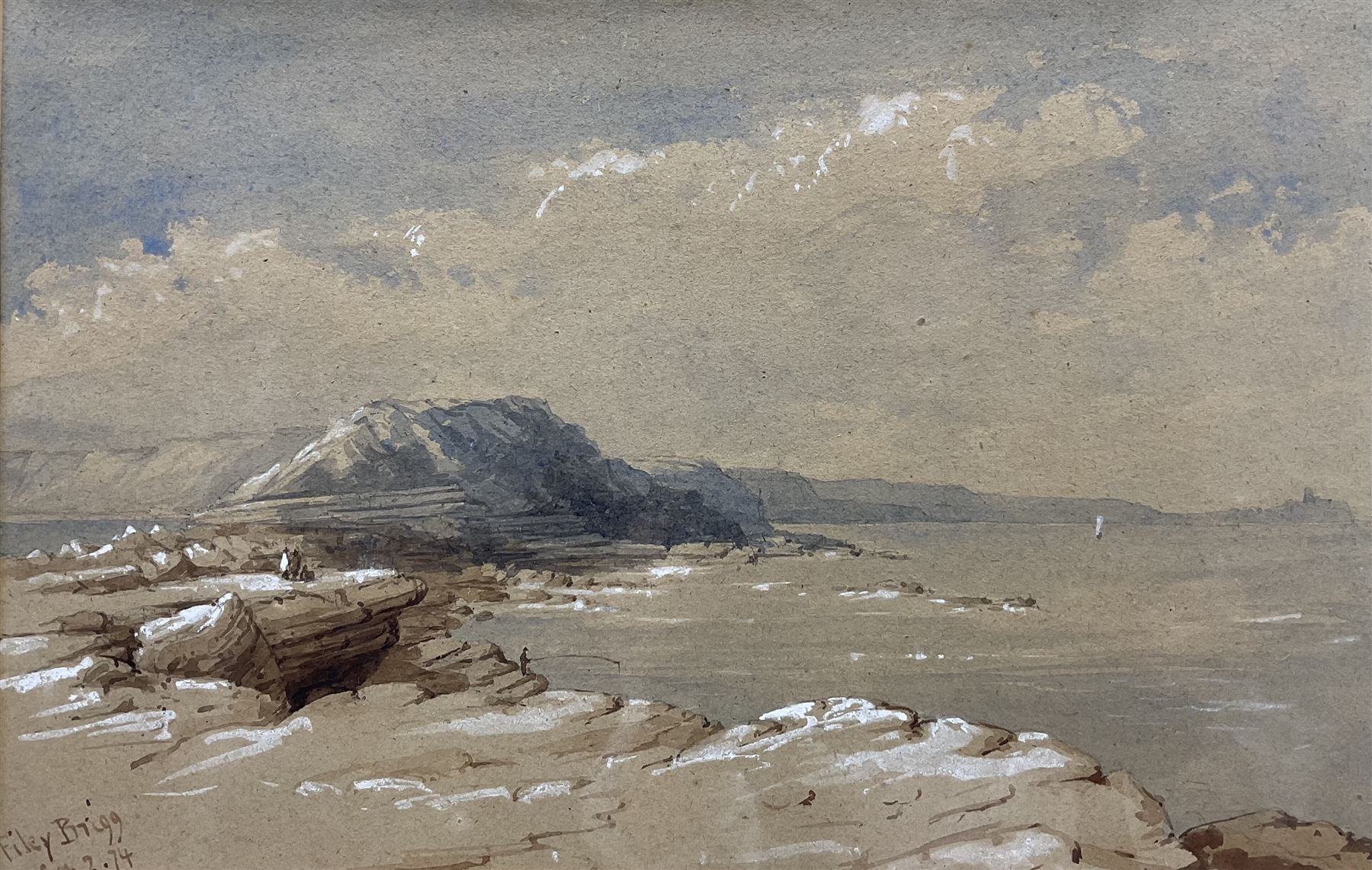 Anna Rosa Patterson (British 19th Century): 'Filey Brigg', watercolour titled and dated '74, inscribed verso 22cm x 34cm 