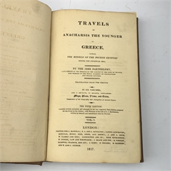  Barthelemy The Abbe: Travels of Anacharsis the Younger in Greece. 1817 Fifth edition. Six volumes. Uniformly rebound in brown cloth.  