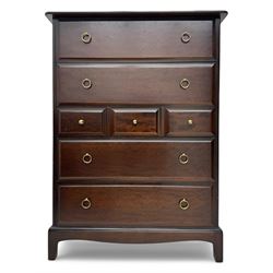 Stag Minstrel - mid-20th century chest, rectangular top over arrangement of three short an...