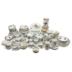 Royal Worcester Evesham pattern tea and dinner wares, to include six dinner plates, five smaller plates, eight teacups and saucers, six tea plates, eight bowls, three storage jars, lidded tureens, flan dish, eleven ramekins, four mugs, two sauce boats and saucers, lidded preserve pot, milk jug and sucrier, teapot, jugs, serving dishes etc in approx five boxes