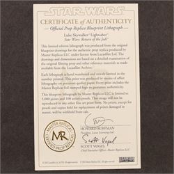 Master Replicas Star Wars Luke Skywalker's Lightsaber no. SW-102,  1:1 scale, in box with outer cardboard sleeve, with certificate, separate acrylic display case and plaque, limited edition no. 2045/2500