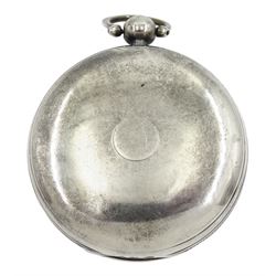 William IV English lever fusee pocket watch by John Morse, Malmesbury, No. 969, round pillars, engraved balance cock decorated with a mask and diamond endstone, white enamel dial with Roman numerals and subsidiary seconds dial, case makers mark J.P, London 1833 