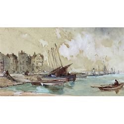 W Phillips (British 19th/20th century): Scarborough Harbour, watercolour signed and dated 1903, 20cm x 36cm