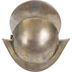 Reproduction 16th Century Spanish Conquistador Morion helmet, with brass flowers, H30cm