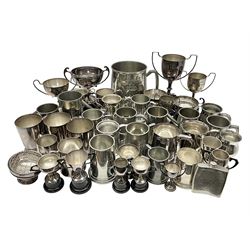 Collection of pewter and silver-plated t