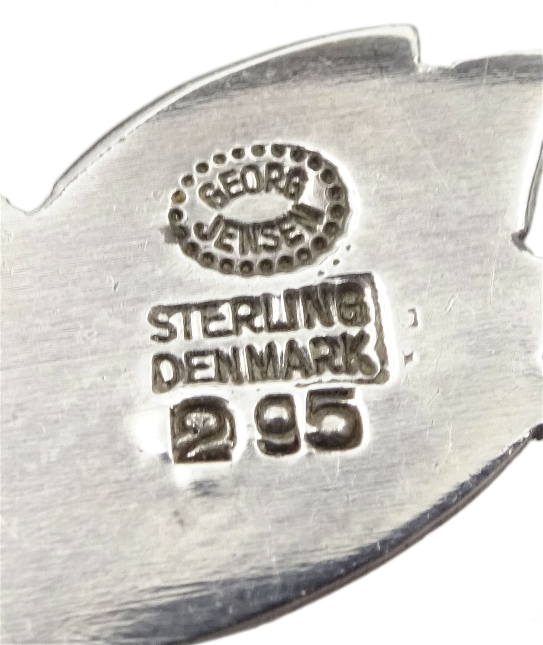 Georg Jensen silver floral brooch No. 295, London import marks 1959, in modern box