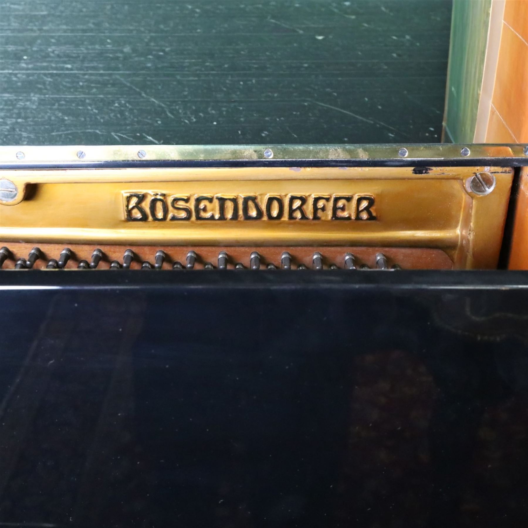 Bösendorfer model 130 upright piano, circa 1941, 88 ivory and ebonised keys within black high gloss polyester case, serial no. 26442
