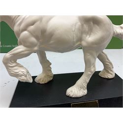 Five Beswick and Royal Doulton horse figures in matt white on black plinths, comprising of  Spirit of Affection no. 2689/2536, Springtime no.2837, Spirit of peace no.2916, Spirit of earth no.2914 and Spirit of the wild no. 183, together with a composite figure of a horse (6)