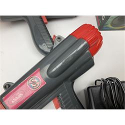 Mad Catz Dual Force Racing Wheel and Foot control for Playstation; Arcadia Image Projecting Game System; pair of Captain Scarlet and the Misterons phaser guns etc