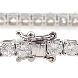 18ct white gold round brilliant cut diamond line bracelet, hallmarked, total diamond weight approx 6.80 carat