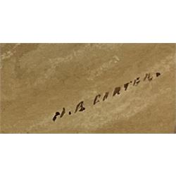 Henry Barlow Carter (British 1804-1868): Fisher Smack off the Castle Rock Scarborough, watercolour signed 17cm x 24cm 
Provenance: part of a large North Yorkshire single owner life time collection of H B & J N Carter watercolours