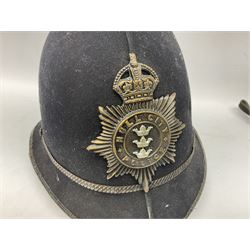 Hull City Police - Christy's London helmet with king's crown plate and an Oldham & Son Ltd Denton Manchester Type T.D.I.A. chromium cased safety torch (2)  