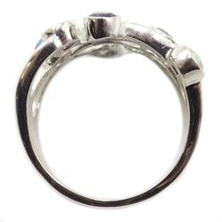 Silver multi gemstone set ring, stamped 925