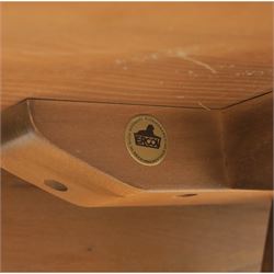 Ercol - elm oval drop leaf table, the oval moulded top with twin hinged leaves, supported on tapering legs with double stretchers (Extends to 124cm)