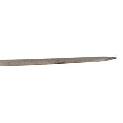 WWII German Army Prinz Eugen Pattern Officers Dress Sword by Carl Eickhorn, the 76cm slightly curving fullered blade with makers name to the ricasso, with gilt brass grip with eagle to the crossguard, guard with relief of oakleaves, Prinz Eugen style down winged eagle to the pommel of the backstrap, in original black painted scabbard with single hanging ring, overall L94cm
