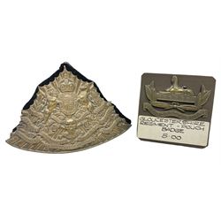 17th Lancers Chapska helmet plate 1902-22 pattern L20.5cm; and Gloucestershire Regiment pouch badge (2)