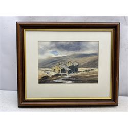 Donald Crossley (British 1932-2014): 'Mist on the Moor', watercolour signed, titled and dated 1986 verso 24cm x 34cm, together with a further landscape watercolour by Allie Stokes 13cm x 25cm (2)