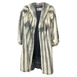 1980s Kohinoor mink 3/4 length coat, with embroidered floral lining, retailed by Ross Furriers Ltd, L112cm