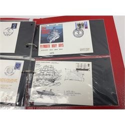 Mint block of twenty Royal Mail Remembrance Day 1st Class stamps with various signatures around the margin; and thirteen First Day Covers of military/maritime interest