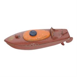 Two tinplate clockwork speedboats, comprising Meccano Hornby Speedboat no. 3 'Curlew', with key and Sutcliffe 'Racer 1'