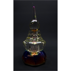  Art Deco style prism glass scent bottle of rounded stepped form, H21cm   
