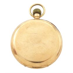 Early 20th century 9ct rose gold, open face lever pocket watch, the movement signed  The 