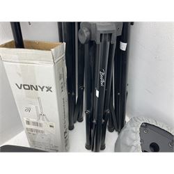 Wharfedale Pro Titan 12 speaker, pair of Wharfedale pro titan 8 speakers, Skytec SP1000 speaker, img stage line PAB-110 MK2 speaker and five speaker stands of various sizes (10)