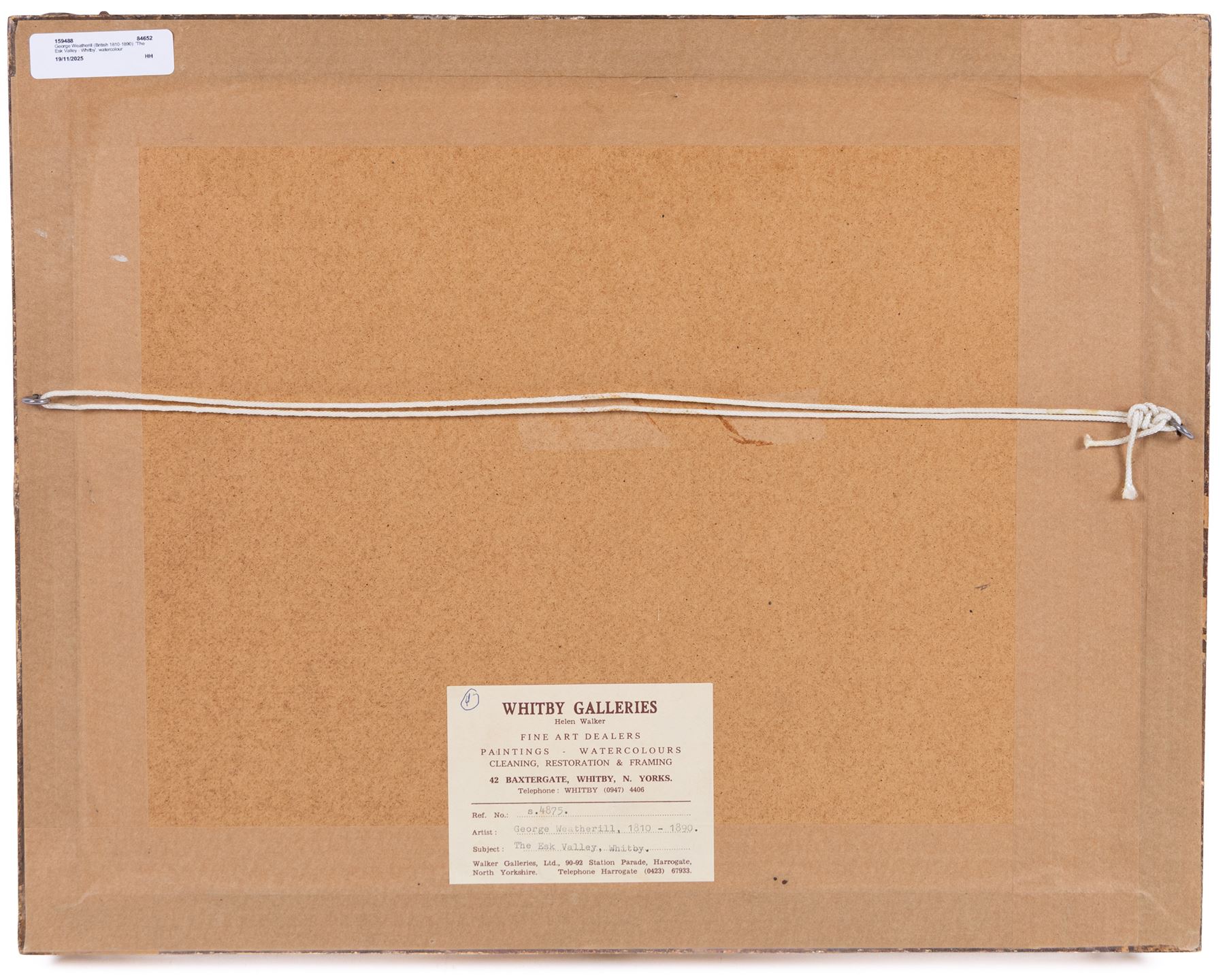 George Weatherill (British 1810-1890): 'The Esk Valley - Whitby', watercolour signed, titled on Walker Galleries label verso 13cm x 23cm