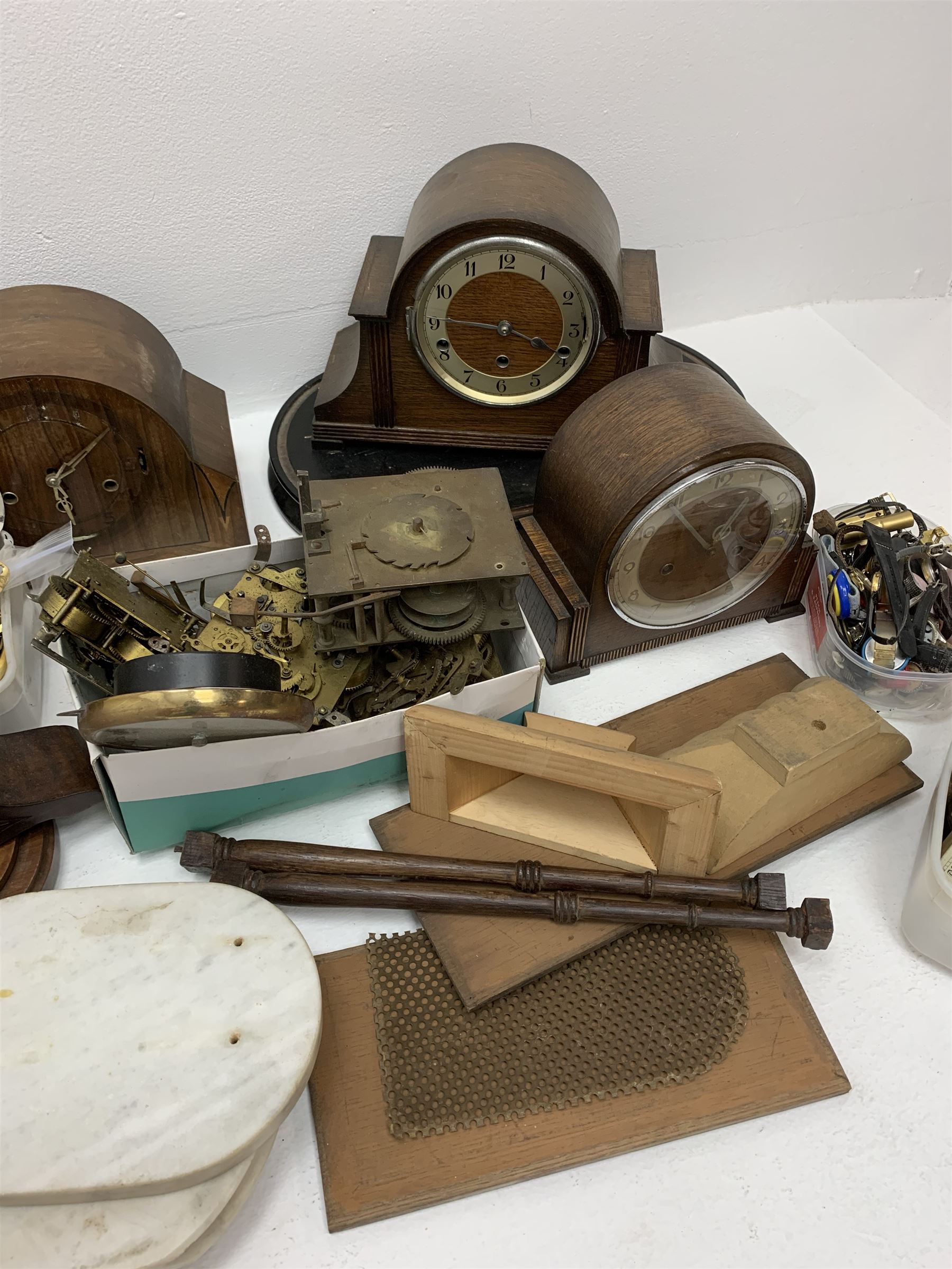 Collection of clock and watch parts various cases some with movement