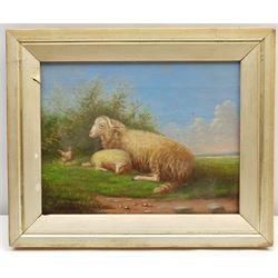 G T A* (19th century): Recumbent Sheep, oil on canvas indistinctly signed and dated 1884, 17cm x 21cm