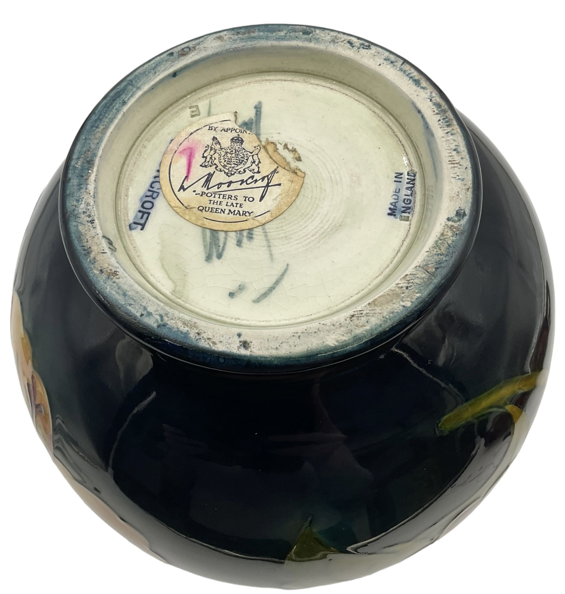 Moorcroft vase of bulaster form, decorated in Hibiscus pattern upon a green ground, H21cm 