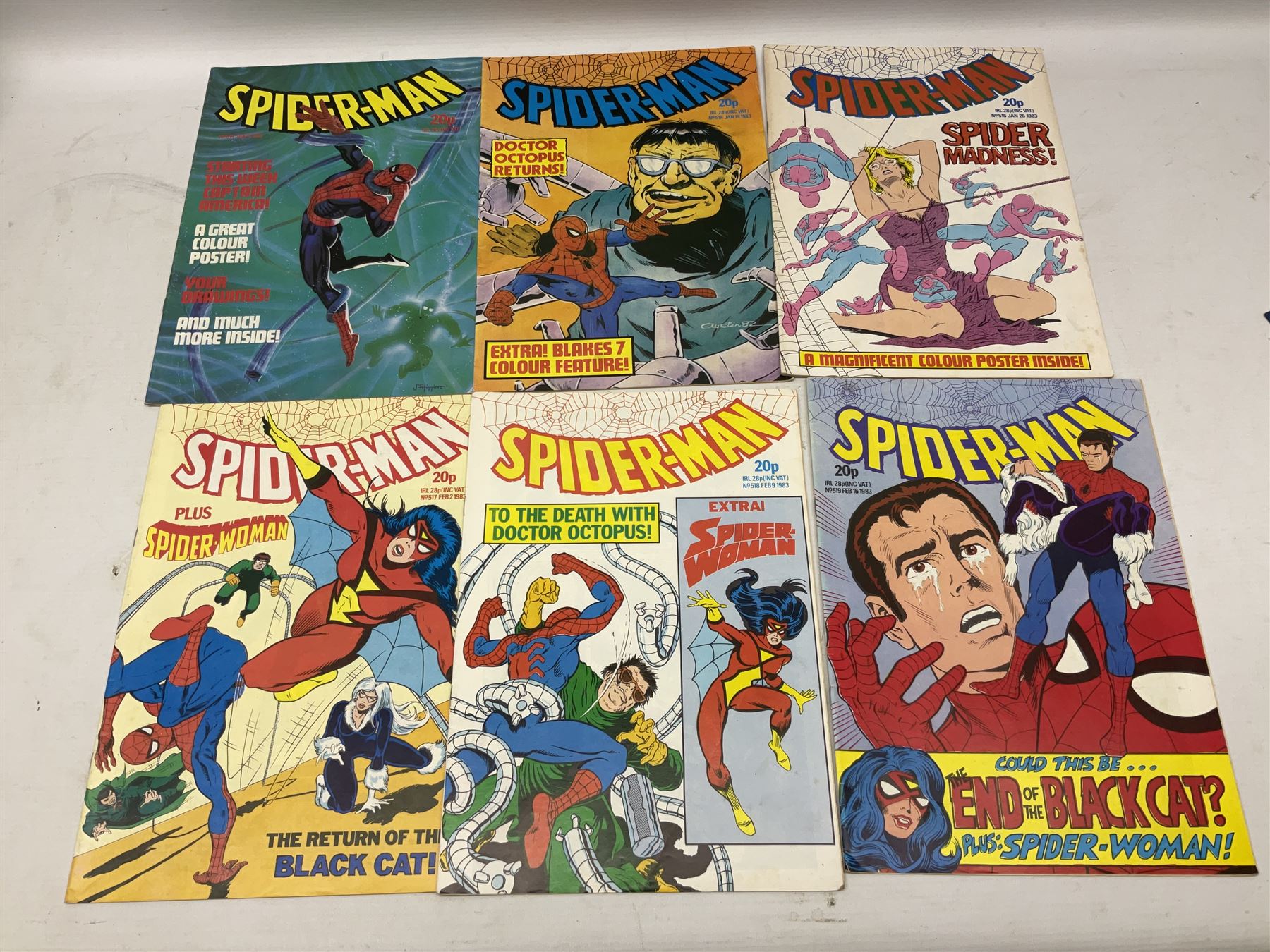 Spider-Man comics (1982-1985) nos 500-527, 529-535, 537-552, 579-602, 604-614, 620-626, and 628-631 (97)