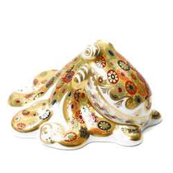 Royal Crown Derby 'Octopus' paperweight, limited edition 522/2500, with gold stopper and certificate, boxed